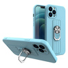 Ring Case silicone case with finger grip and stand for iPhone 11 Pro Max light blue