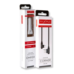 Zestaw ładowarka samochodowa Maxximus Omega 3A + KABEL MX CORNER FAST CHARGE MICRO USB