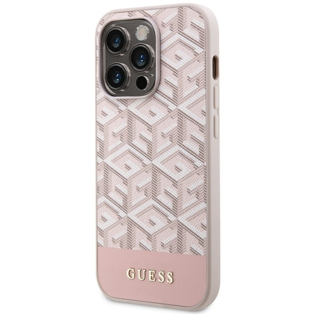 Guess GUHMP14LHGCFSEP iPhone 14 Pro 6,1" rosa/rosa Hartschale GCube Stripes MagSafe