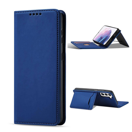 Magnet Kartenetui für Samsung Galaxy S22+ (S22 Plus) Tasche Wallet Card Holder Blau