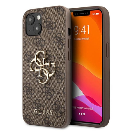 Oryginalne Etui IPHONE 13 6,1" Guess Hardcase 4G Big Metal Logo GUHCP13M4GMGBR brązowe