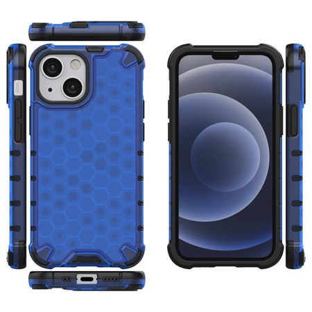 Honeycomb Case armor cover with TPU Bumper for iPhone 13 mini blue