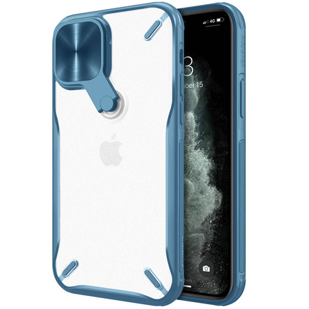 Nillkin Cyclops Case Eine strapazierfähige Hülle mit einer Kameraabdeckung und einem faltbaren Ständer für das iPhone 13 Pro Max blau