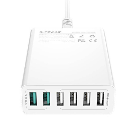  Blitzwolf BW-S15 Charger 6x USB , QC 3.0, 60 W (white)