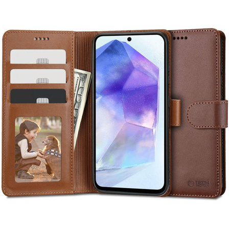 Etui SAMSUNG GALAXY A55 5G Tech-Protect Wallet brązowe