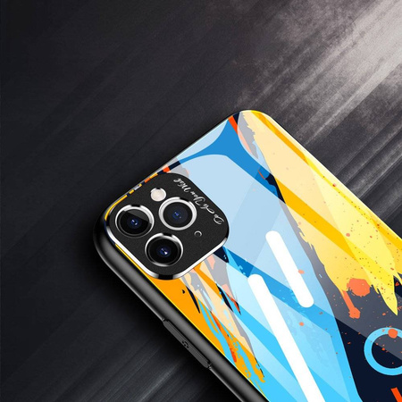 Color Glass Case etui pokrowiec nakładka ze szkła hartowanego z osłoną na aparat iPhone 11 Pro Max pattern 2