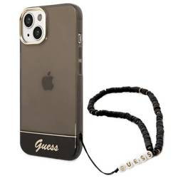 Original Case IPHONE 14 PLUS Guess Hardcase Translucent Pearl Strap black