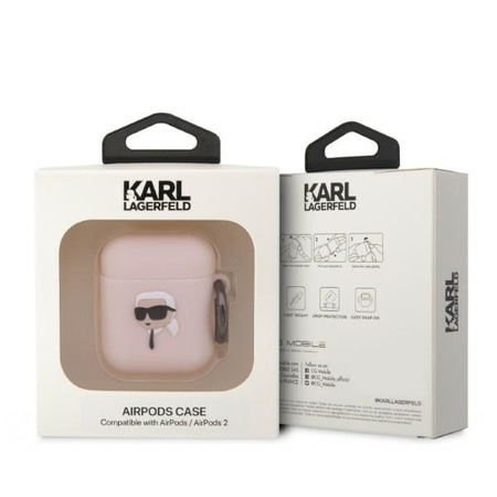 Karl Lagerfeld Silicone NFT Karl Head 3D - Etui AirPods 1/2 gen (różowy)