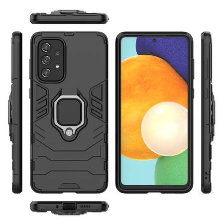 Ring Armor Tough Hybrid Case Cover + Magnethalter für Samsung Galaxy A73 schwarz