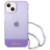 Original Case IPHONE 14 PLUS Guess Hardcase Translucent Pearl Strap purple