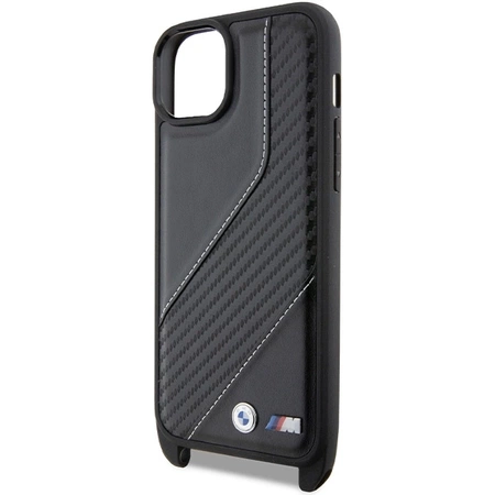 BMW M Edition Carbon Stripe &amp; Strap Hülle für iPhone 15 Plus / 14 Plus – Schwarz