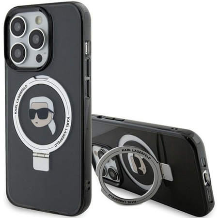 Karl Lagerfeld KLHMP15XHMRSKHK iPhone 15 Pro Max 6.7&quot; black/black hardcase Ring Stand Karl Head MagSafe