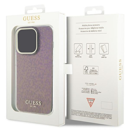 Etui Guess IML Faceted Mirror Disco Iridescent do iPhone 15 Pro - różowe