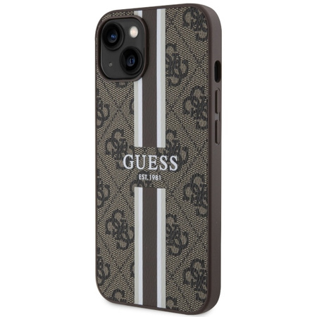 Guess GUHMP14SP4RPSW iPhone 14 6,1&quot; braun/braunes Hardcase 4G bedruckte Streifen MagSafe