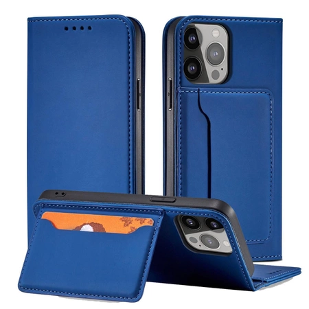 Magnet Card Case case for iPhone 14 Pro flip cover wallet stand blue