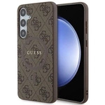 Guess 4G Collection Leder-Metall-Logo MagSafe-Hülle für Samsung Galaxy S24+ – braun