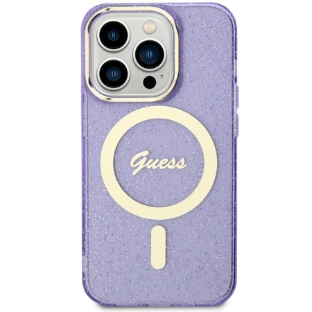 Guess GUHMP14LHCMCGU iPhone 14 Pro 6.1" lila/lila Hardcase Glitter Gold MagSafe