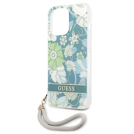 Case IPHONE 13 PRO Guess Hardcase Flower Strap (GUHCP13LHFLSN) green