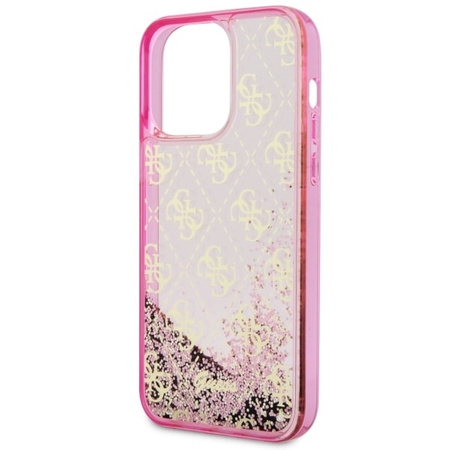 Guess GUHCP14XLC4PSGP iPhone 14 Pro Max 6.7" różowy/pink hardcase Liquid Glitter 4G Transculent