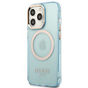 Original Case IPHONE 13 PRO MAX Guess Hard Case Gold Outline Translucent MagSafe (GUHMP13XHTCMB) blue