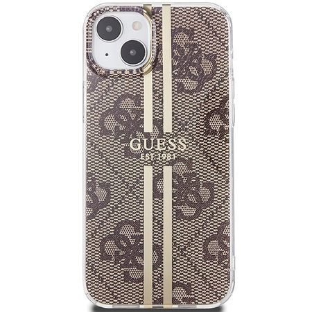 Oryginalne Etui GUESS Hardcase GUHCP15SH4PSEGW do iPhone 15 (4G Gold  Stripe / brązowy)