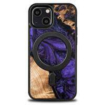 Holz- und Harzhülle für iPhone 13 Mini MagSafe Bewood Unique Violett – Lila und Schwarz