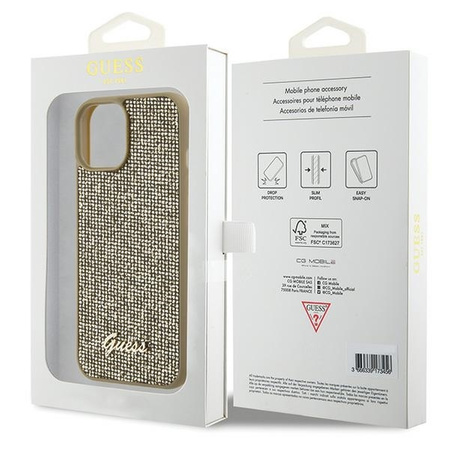 Guess Disco Metal Script case for iPhone 15 - gold