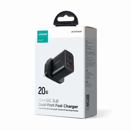 UK Joyroom FlashSeries JR-TCF05 20W USB-A USB-C Ladegerät – Schwarz