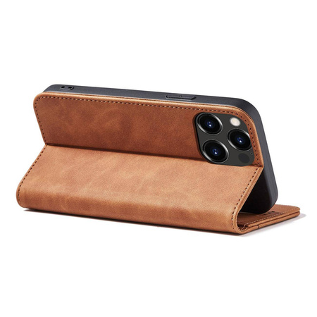 Magnet Fancy Case etui do iPhone 13 Pro pokrowiec portfel na karty kartę podstawka brązowy