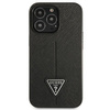 Original Handyhülle IPHONE 14 PRO Guess Hardcase Saffianotriangle Logo (GUHCP14LPSATLK) schwarz