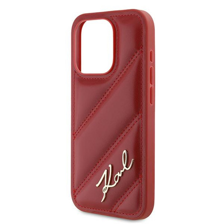 Karl Lagerfeld KLHCP15LPQDSMGR iPhone 15 Pro 6.1" czerwony/red hardcase Diagonal Quilted Script