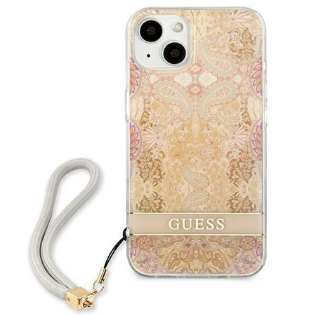 Schutzhülle IPHONE 13 MINI Guess Hardcase Flower Strap (GUHCP13SHFLSD) gold