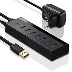 Adapter 7w1 UGREEN US219 Hub USB do 7x USB 3.0 (szary)