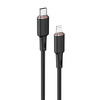 Kabel MFI USB-C - Apple Lightning 3A 1,2m Szybkie Ładowanie i Przesyłanie Danych Zinc Alloy Silicone Charging Data Cable (C2-01) czarny