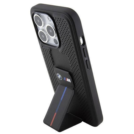 Original Handyhülle APPLE IPHONE 15 PRO MAX BMW Hardcase Grip Stand Smooth & Perforated (BMHCP15XGSPPRK) schwarz