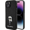 Karl Lagerfeld Fixed Glitter Ikonik Logo Metal Pin Hülle für iPhone 15 – Schwarz