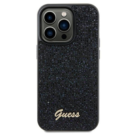 Guess nakładka do iPhone 13 Pro 6,1&quot; GUHCP13LPMSDGSK HC PU DISCO SCRIPT METAL czarna