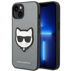 Karl Lagerfeld Saffiano Choupette Head Patch Case – Etui iPhone 14 Plus (srebrny)