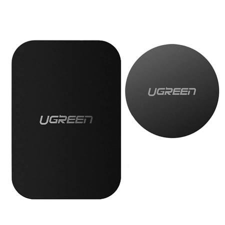 Ugreen LP123 60410 round/rectangular metal plates for magnetic phone holders - black (2 pcs)