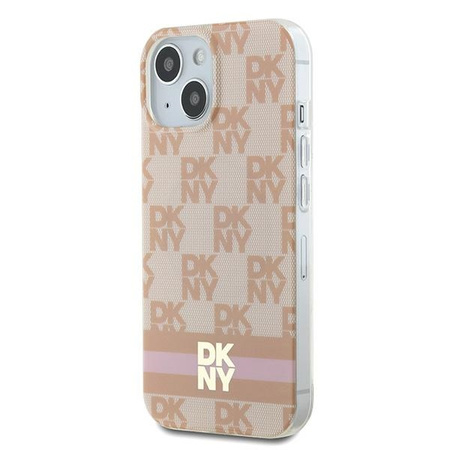 DKNY DKHMP15SHCPTSP iPhone 15 / 14 / 13 6.1" różowy/pink hardcase IML Checkered Mono Pattern & Printed Stripes MagSafe