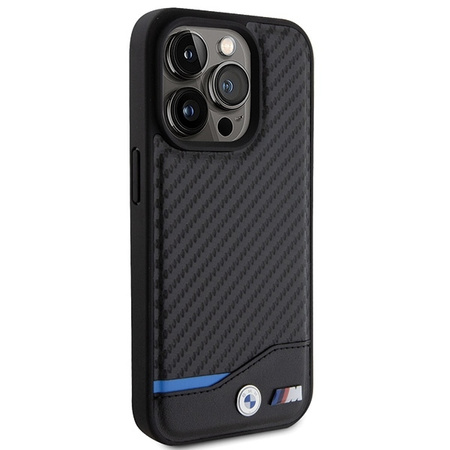 BMW Leder-Carbon-Hülle für iPhone 15 Pro – schwarz