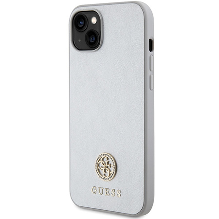 Etui Guess Strass Metal Logo do iPhone 15 Plus - srebrne