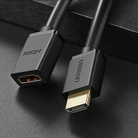 Ugreen kabel przewód adapter przejściówka przedłużacz HDMI (żeński) - HDMI (męski) 4K 10,2 Gbps 340 Mhz audio ethernet 0,5 m czarny (HD107 10140)