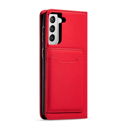 Magnet Kartenetui für Samsung Galaxy S22+ (S22 Plus) Etui Geldbörse Kartenhalter Rot