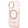 Guess nakładka do iPhone 14 6,1" GUHMP14SHTCMP różowa HC Magsafe Gold Outline Translucent