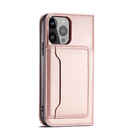 Magnet Card Case case for iPhone 14 Pro Max flip cover wallet stand pink