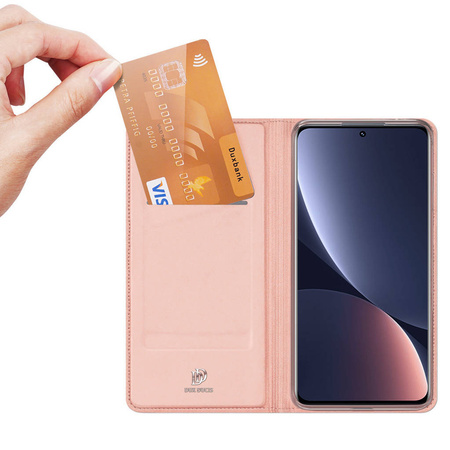 Schutzhülle XIAOMI 12 PRO mit einem Flip Dux Ducis Skin Leder hell-pink