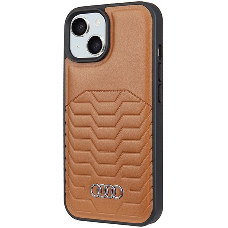 Audi Synthetic Leather MagSafe iPhone 15 / 14 / 13 6.1" brązowy/brown hardcase AU-TPUPCMIP15-GT/D3-BN