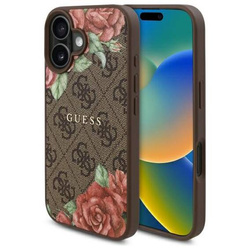 Original Case IPHONE 16 Guess Hardcase 4G Flowers Print MagSafe (GUHMP16SP4ROPEMCW) brown