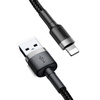 Baseus Cafule Cable - Kabel połączeniowy USB do Lightning, 2.4 A, 0.5 m (szary/czarny)